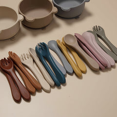 2pcs Baby Silicone BPA-Free Tableware Set with Spoon & Fork