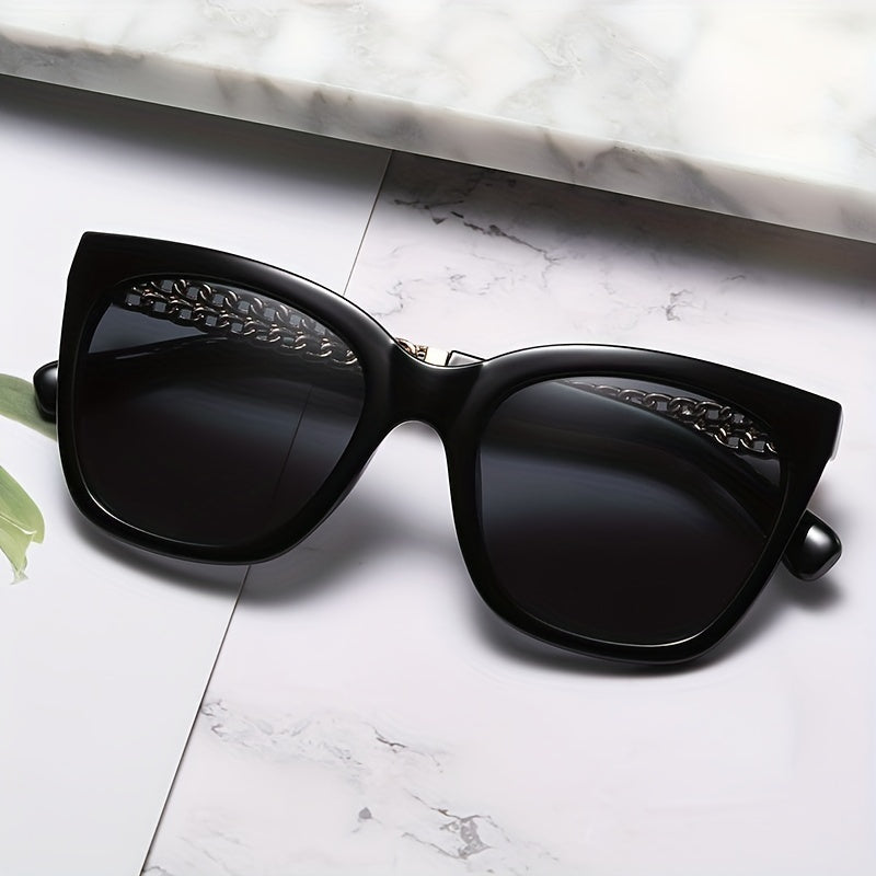 Y2K Cat Eye Sunglasses For Women Mod Chain Charm Gradient Glasses