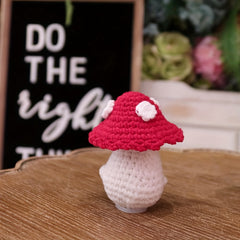 Crochet Amphibian Toy with Mushroom Hat - Emotional Support Gift