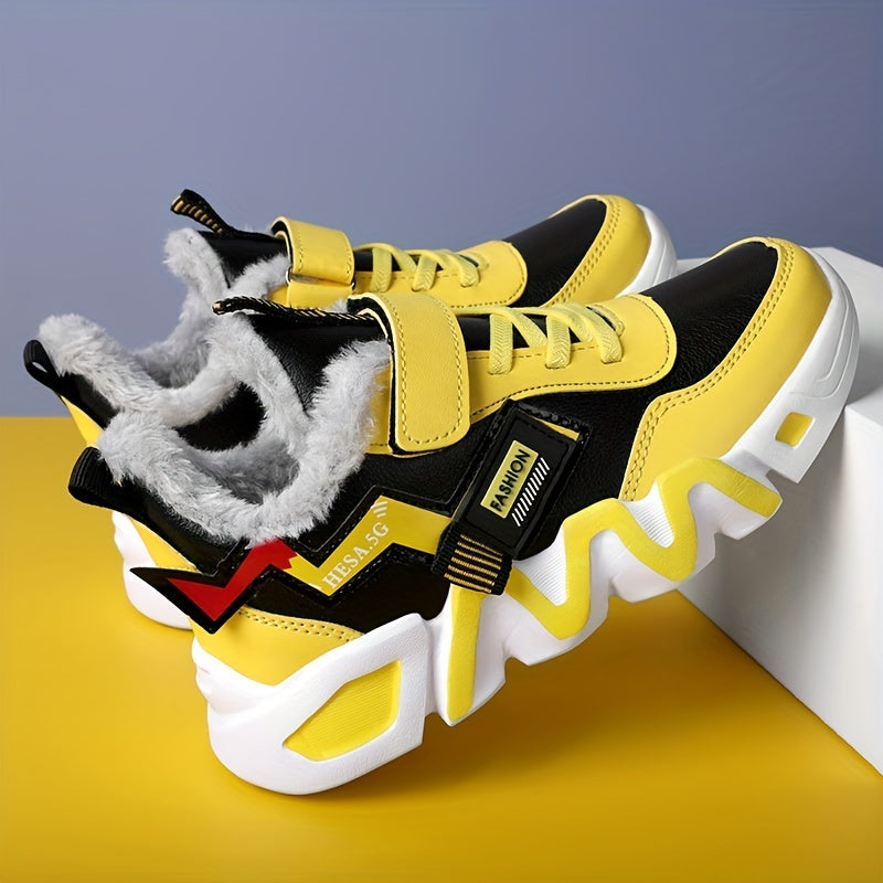 Boys Snow Boots with Plush Lining Non Slip Casual Thermal Sneakers