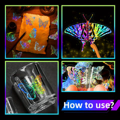 100 Holographic Butterfly Stickers Reusable Adhesive for Glass