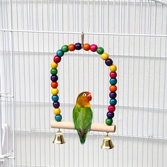 Colorful Bird Swing Toy with Bell and Perch for Parakeets