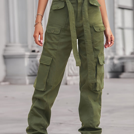 Baggy Cargo Pants Loose Fit Non Stretch With Belt Jeans