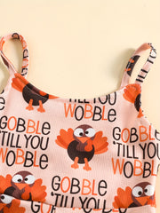Toddler Girls Turkey Cami Romper Jumpsuit