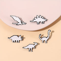 Dino Enamel Pin & Pixels T-Rex Lapel Badges Inspiration Brooches