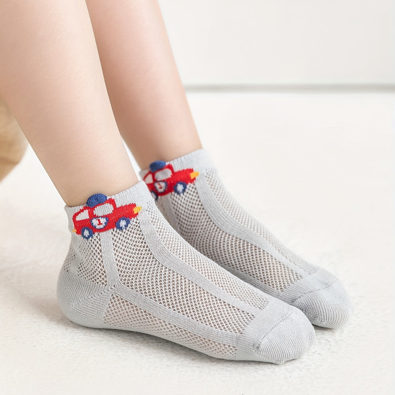 5pairs Car Breathable Soft Socks for Kids Teen