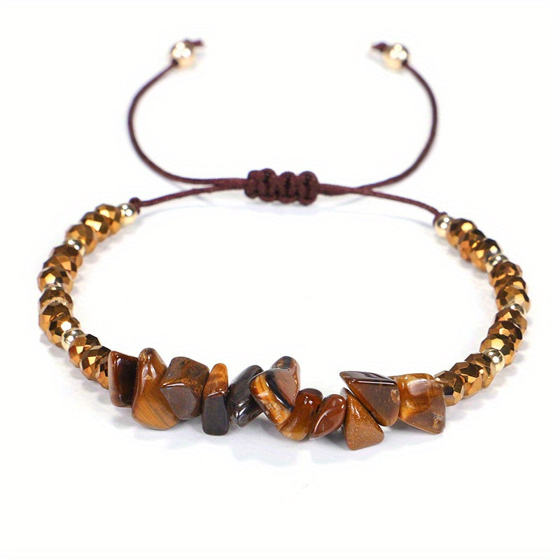 Colorful Crushed Stone Beads Braided Yoga Bracelet