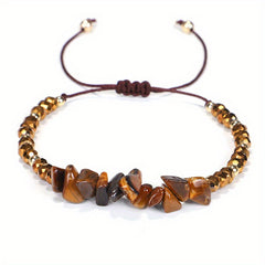 Colorful Crushed Stone Beads Braided Yoga Bracelet