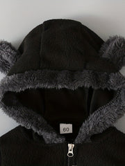 Baby Boys Long Sleeve Bear Hooded Jumpsuit