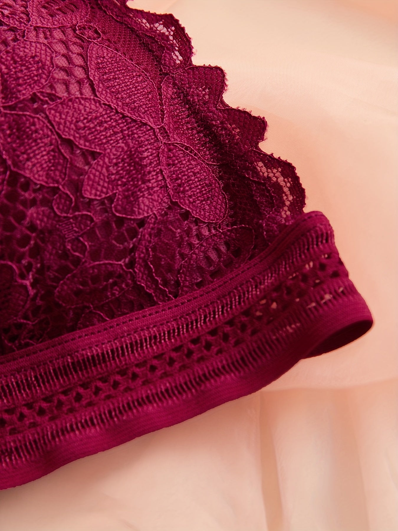 3pcs Lace Wireless Bras Comfy & Breathable Scallop Trim Bra Women's Lingerie