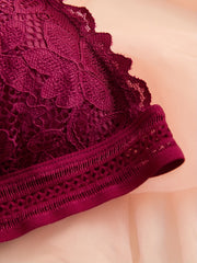 3pcs Lace Wireless Bras Comfy & Breathable Scallop Trim Bra Women's Lingerie