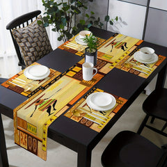 Ethnic Totem African Woman Linen Table Runner Heat Resistant Kitchen Table Mat