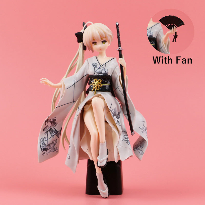 Anime Girl Kimono Figure Car Ornament with Base