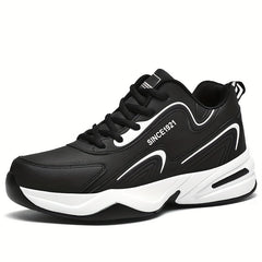 Men's Block Letter Print Chunky Sneakers