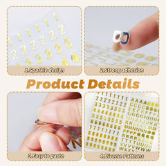 Golden Glitter Letter Number Stickers Self Adhesive DIY Craft