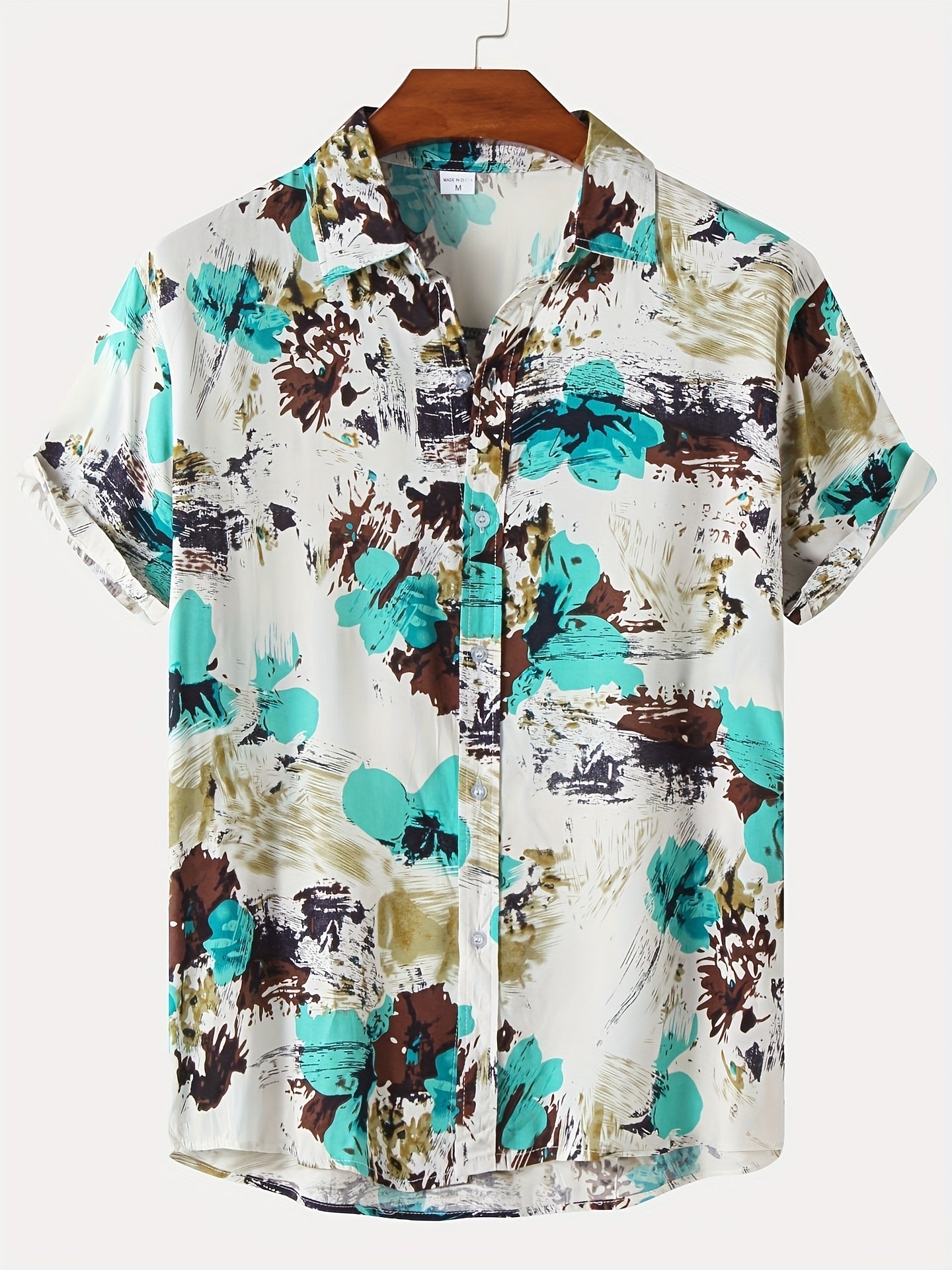 Men's Hawaiian Shirts Floral Print Short Sleeve Button Down Shirt