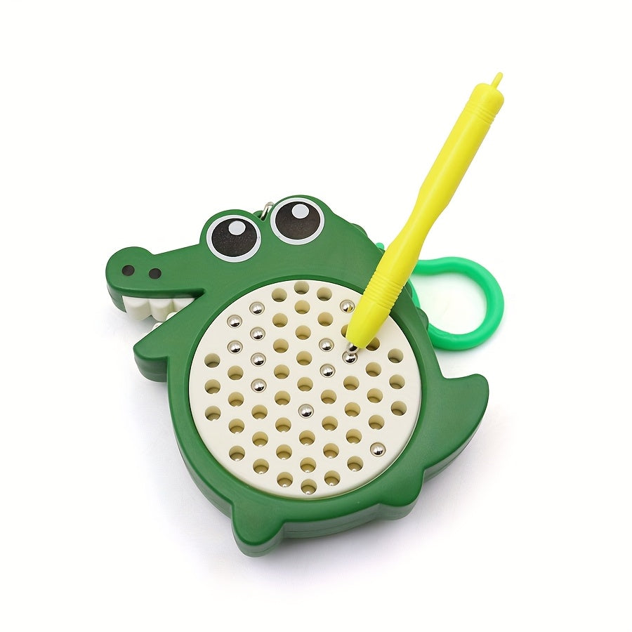 Magnetic Steel Ball Drawing Board Keychain Toy Gray Green