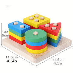 Wooden Sorting And Stacking Toy Shape Sorter Toddlers Montessori