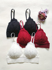 3pcs Lace Wireless Bras Lingerie Set