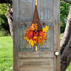 Fall Wreath Hat with Faux Maple Wood Beads for Front Door