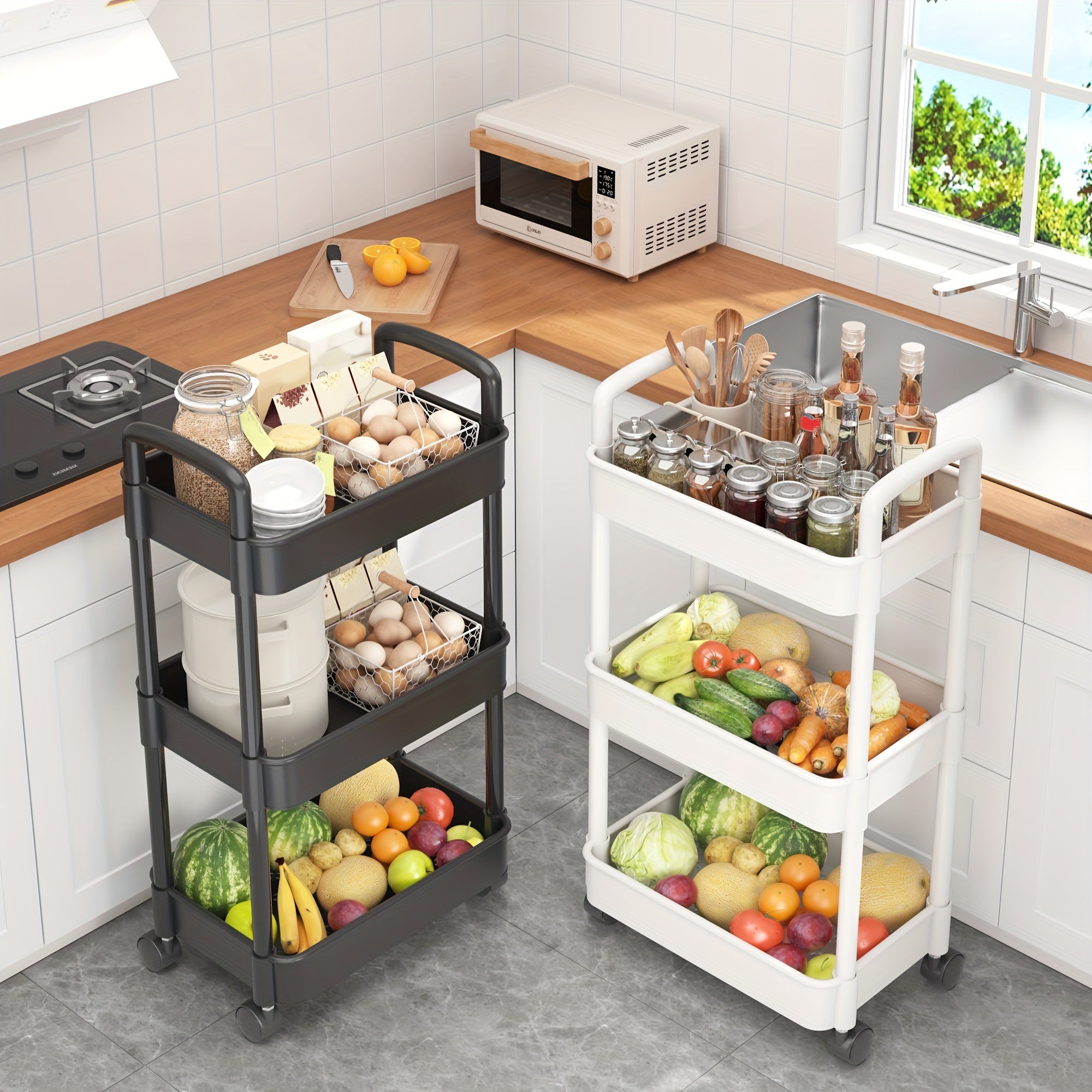 Function Wheeled Mobile Storage Rack Layer Book Storage Trolley