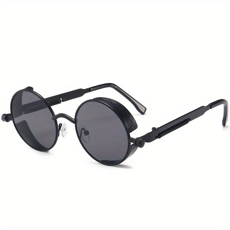 Men's Retro UV400 Steampunk Round Sunglasses