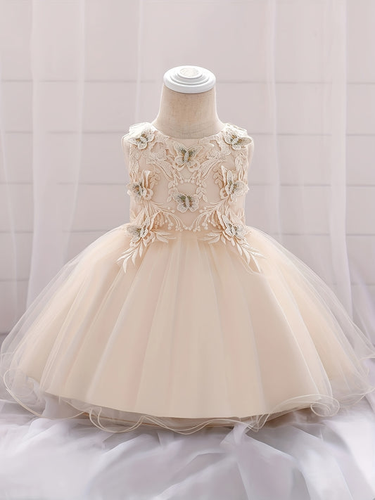 Girls Butterfly Embroidery Princess Dress Baby Birthday Party Dress