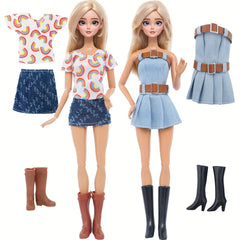 Doll Outfit Set Denim Skirt with Boots for 11.5 Inch Doll