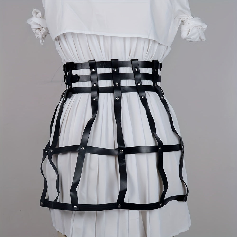 Gothic Three Layer Skirt Waistband Punk Adjustable Waist Belt