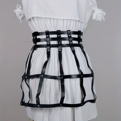 Gothic Three Layer Skirt Waistband Punk Adjustable Waist Belt