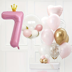 24pcs Crown Number Latex Balloon Set Birthday Party Decor Supplies