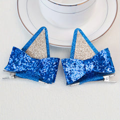 Sequin Glitter Cat Ears Hair Clips Set