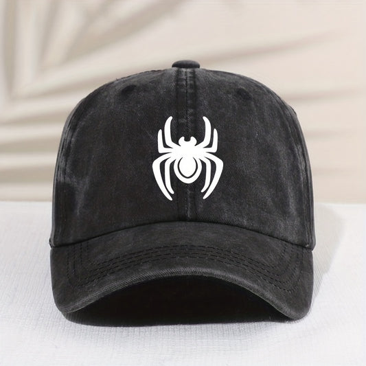 Children's Vintage Spider Baseball Cap Distressed Washed Sunshade Duck Tongue