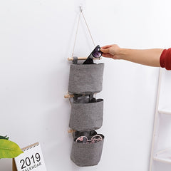 Wall Mounted Storage Bags Grid Detachable Storage Small Cloth Pockets
