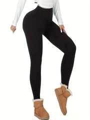5pcs Women's Thermal Fleece Lined High Waisted Leggings