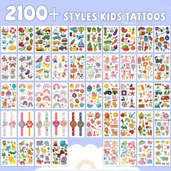 2100 Styles 168 Sheets Temporary Tattoos For Kids