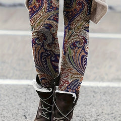 Boho Paisley Print High Rise Plus Leggings