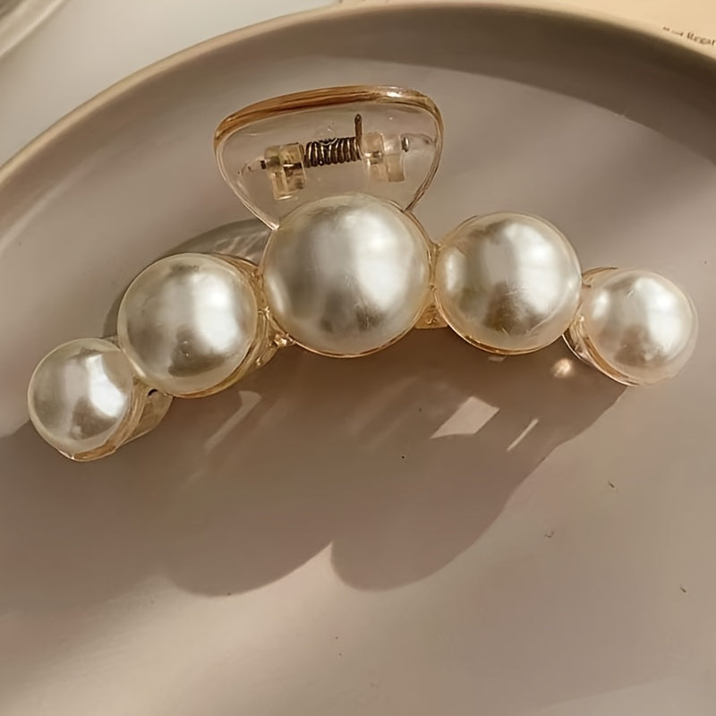 Ivory Pearl Hair Clip Bridal Claw Strong Hold Grip Hair Jaw Clip