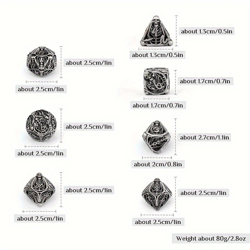 Skull Metal Dice Set Set Of 7