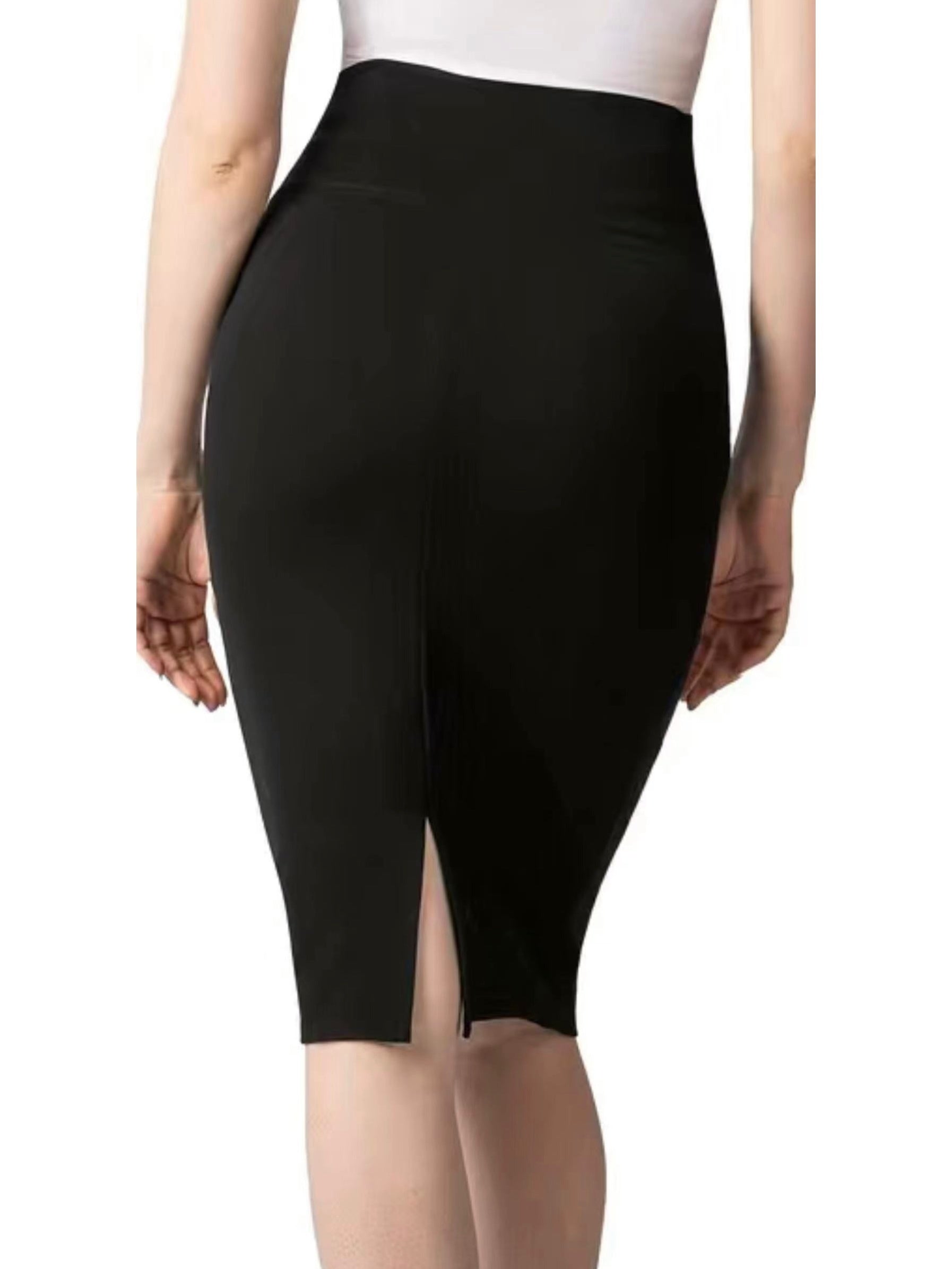  Business Casual Skirt Solid Split Back Stretch Bodycon Skirt