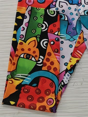  Abstract Cat Print High Rise Skinny Legging