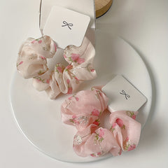 Floral Print Scrunchies Hair Tie Silky Hair Rope Hair Accessories