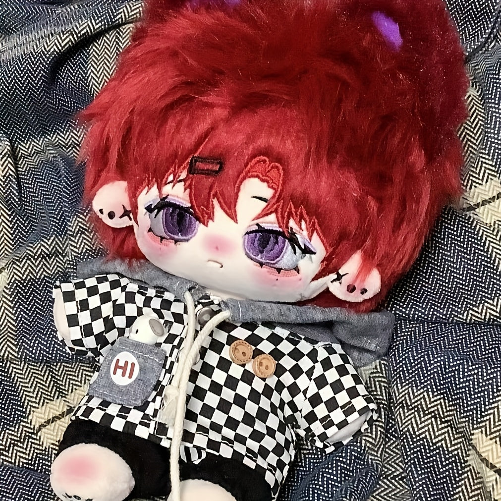 20Cm Plush Doll Red Long Hair with Big Ears DIY Doll Year Gift