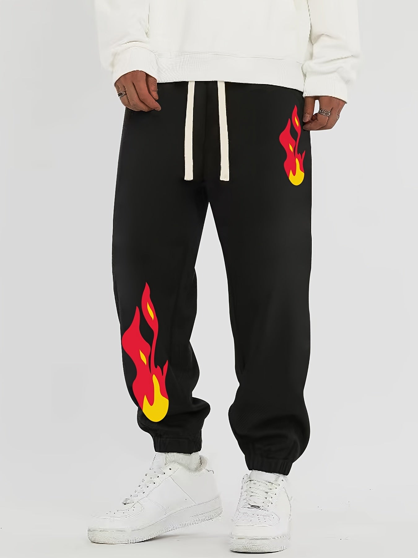 Flame Graphic Print Street Style Sweatpants
