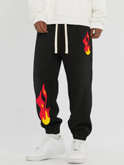 Flame Graphic Print Street Style Sweatpants