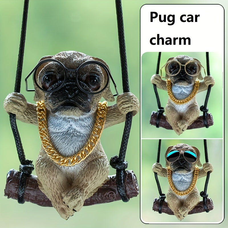 Anime Pug Gypsum Swinging Puppy Rearview Mirror Pendant