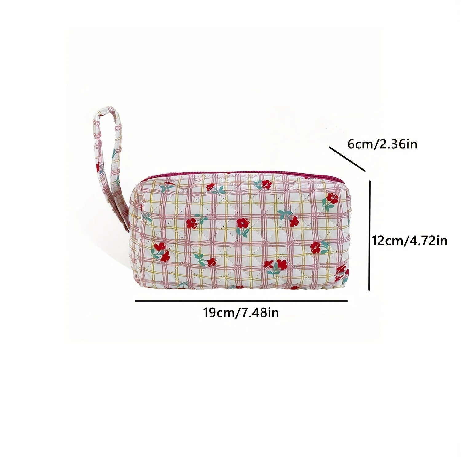 Floral Quilted Wristlet Cosmetic Bag Makeup Brush Bag