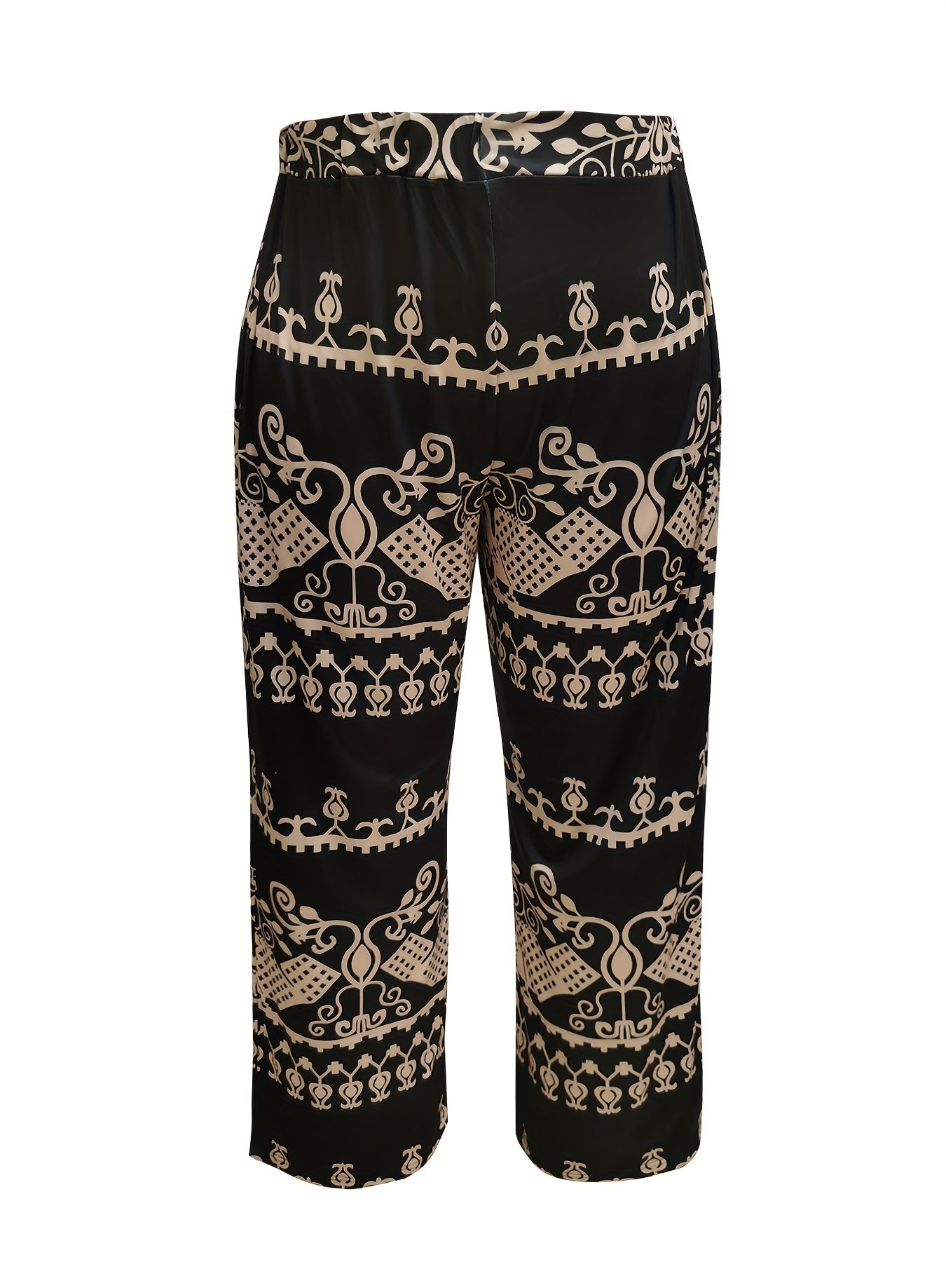  Tribal Print High Rise Wide Leg Trousers