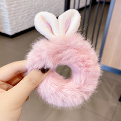 4pcs Girls Plush Rabbit Ears Hair Tie Hair Bands Hair Accessories
