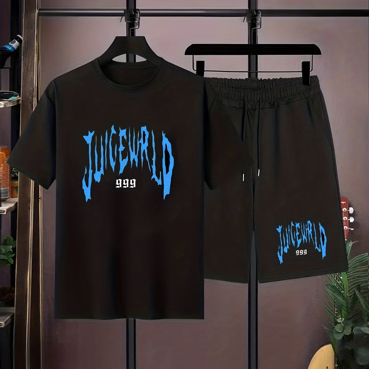Boys 2pcs T shirt & Elastic Waist Shorts JUICE WORLD Print
